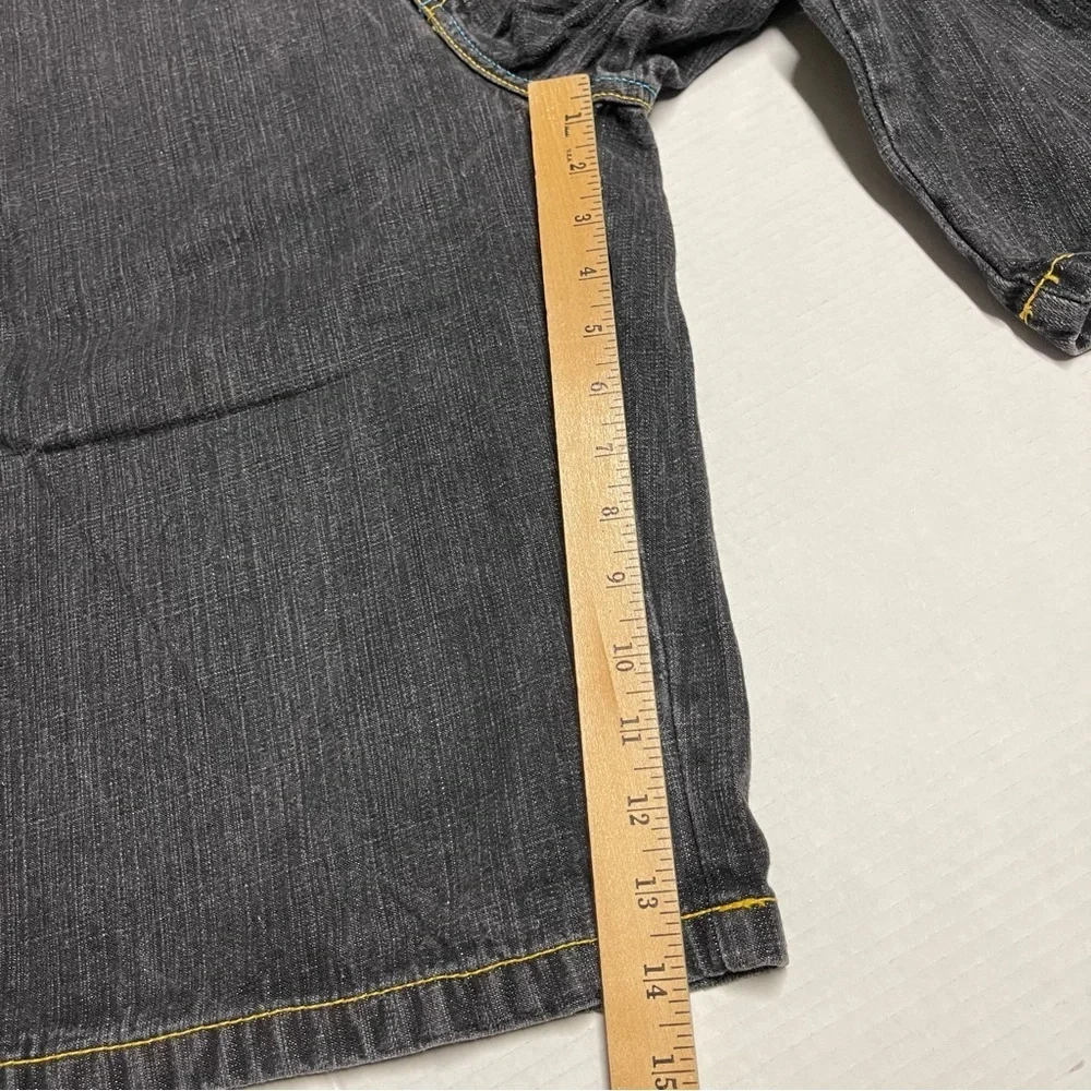 Indigo Charcoal Denim with Yellow and Blue Stitching
